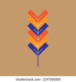 Illustration of chicken feathers in bright colors. Suitable for Indian tribal clothing accessories