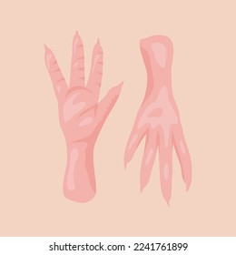 illustration of chicken feet. a close-up illustration of chicken feet for the menu