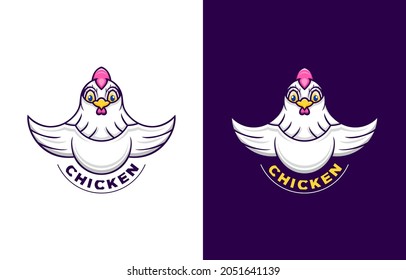 Illustration chicken with flat style design vector