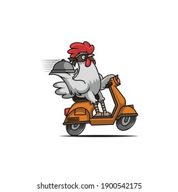 Illustration of Chicken Hero Delivery Mascot vector The Concept of Isolated Technology. Flat Cartoon Style Suitable for Landing Web Pages, Banners, Flyers, Stickers, Cards