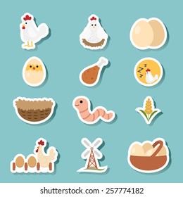 illustration of chicken icon set vector
