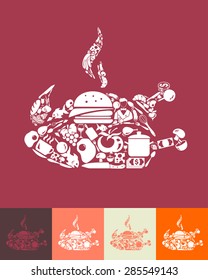 illustration of the chicken with icons composition