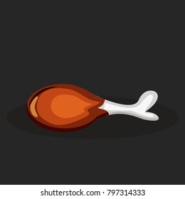 Illustration of chicken leg piece isolated on dark background