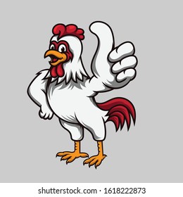 Illustration of chicken in OK pose suitable for food or restaurant logo