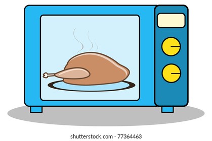 illustration of chicken in oven