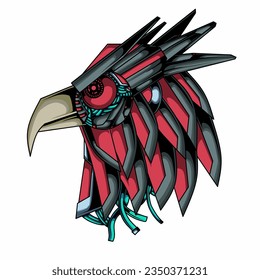 illustration of a chicken robot head