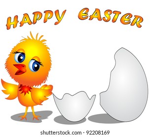 illustration chicken and splitting shell on white