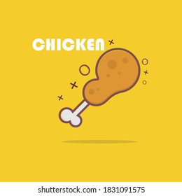 illustration of a chicken thigh that looks really delicious. perfect for menus, posters, etc.