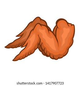 Illustration of chicken wings isolated on white background. Design element for poster, card, banner, sign, emblem, label. Vector illustration