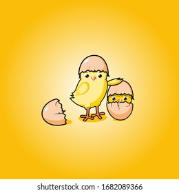 Illustration Of Chicks, Mascot Design Of Chicken Hatch