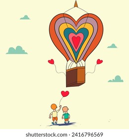 ilustración de un niño con globos 