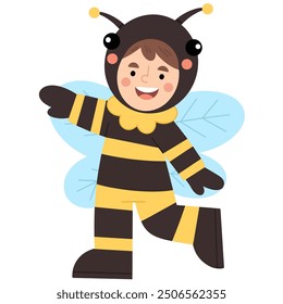 Illustration of a child in a bee costume