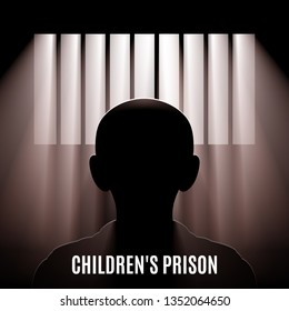 Illustration of a Child Behind Bars. Children Affected Emotional and Physical Abuse. World Day Against Child Labour. Important day