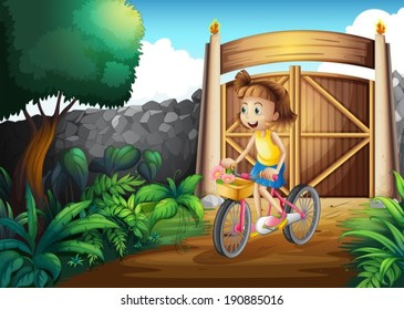 Illustration eines Kinderfahrrads auf dem Gelände