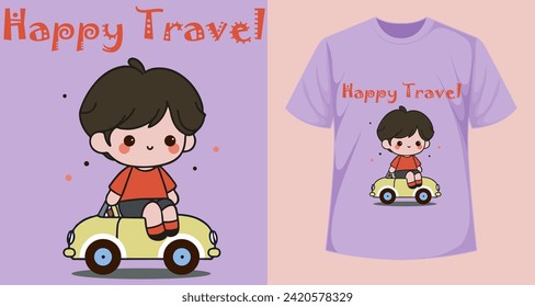 illustration of a child in a car, original vector work