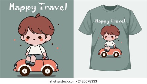 illustration of a child in a car, original vector work