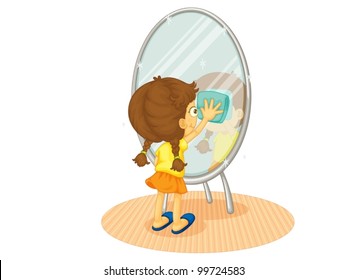 Illustration of a child cleaning