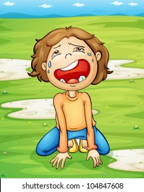 Illustration of a child crying