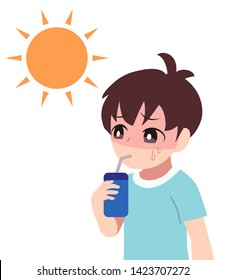 Illustration of a child drinking a drink