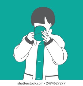 illustration of a child drinking from a mug