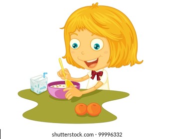 Girl Eating Breakfast Clipart Images Stock Photos Vectors Shutterstock