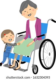 It is an illustration of a child and an elderly person in a wheelchair.