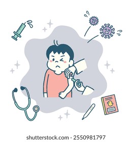 Illustration of child getting vaccinated and prevent of virus