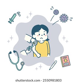 Illustration of child getting vaccinated and prevent of virus