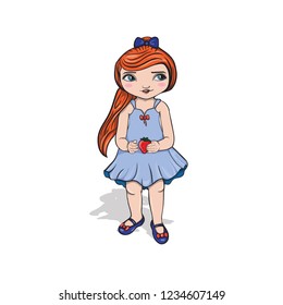 illustration child girl red hair cute