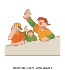Ilustración de un niño dando una presentación