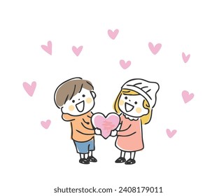 Illustration of a child holding a heart.