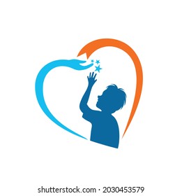 illustration of child and hope, vector art.