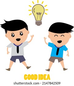 Illustration of a child inside when he gets a bright idea.