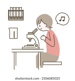 Illustration of a child looking into a microscope