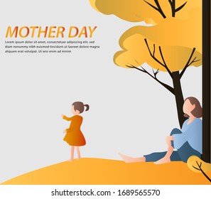 illustration child love mother with style gradient. mother day. happy mother's day.