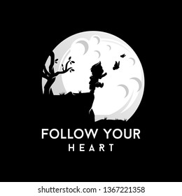 illustration child moon vector design illustration template