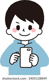 Illustration of a child operating a smartphone.