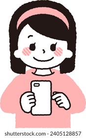 Illustration of a child operating a smartphone.