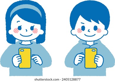 Illustration eines Kindes, das ein Smartphone bedient.