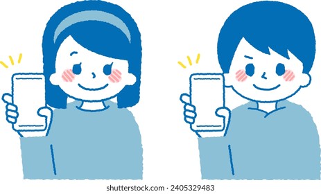 Ilustración de un niño que opera un smartphone.