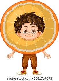 Illustration of a child in an orange costume