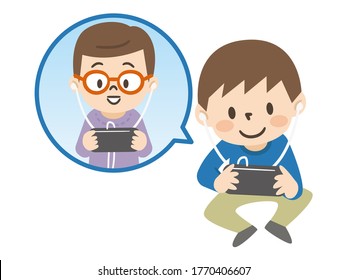 Illustration of a child playing a communication game