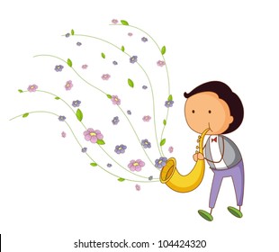 Illustration Of Child Playing A Sax