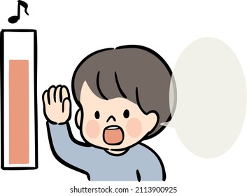 Illustration of a child raising his hand and speaking