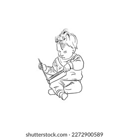 Ilustración de un niño leyendo un libro