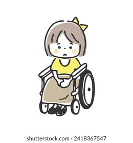 Illustration of a child riding a wheelchair.