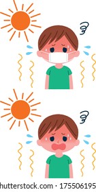 Illustration of a child at risk of heat stroke