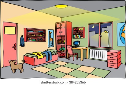 Illustration d'une chambre enfant avec chien