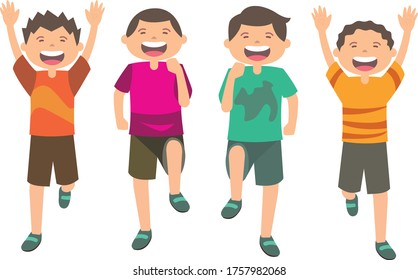 illustration of a child running with a happy expression