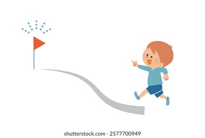 Illustration of a child running towards the goal